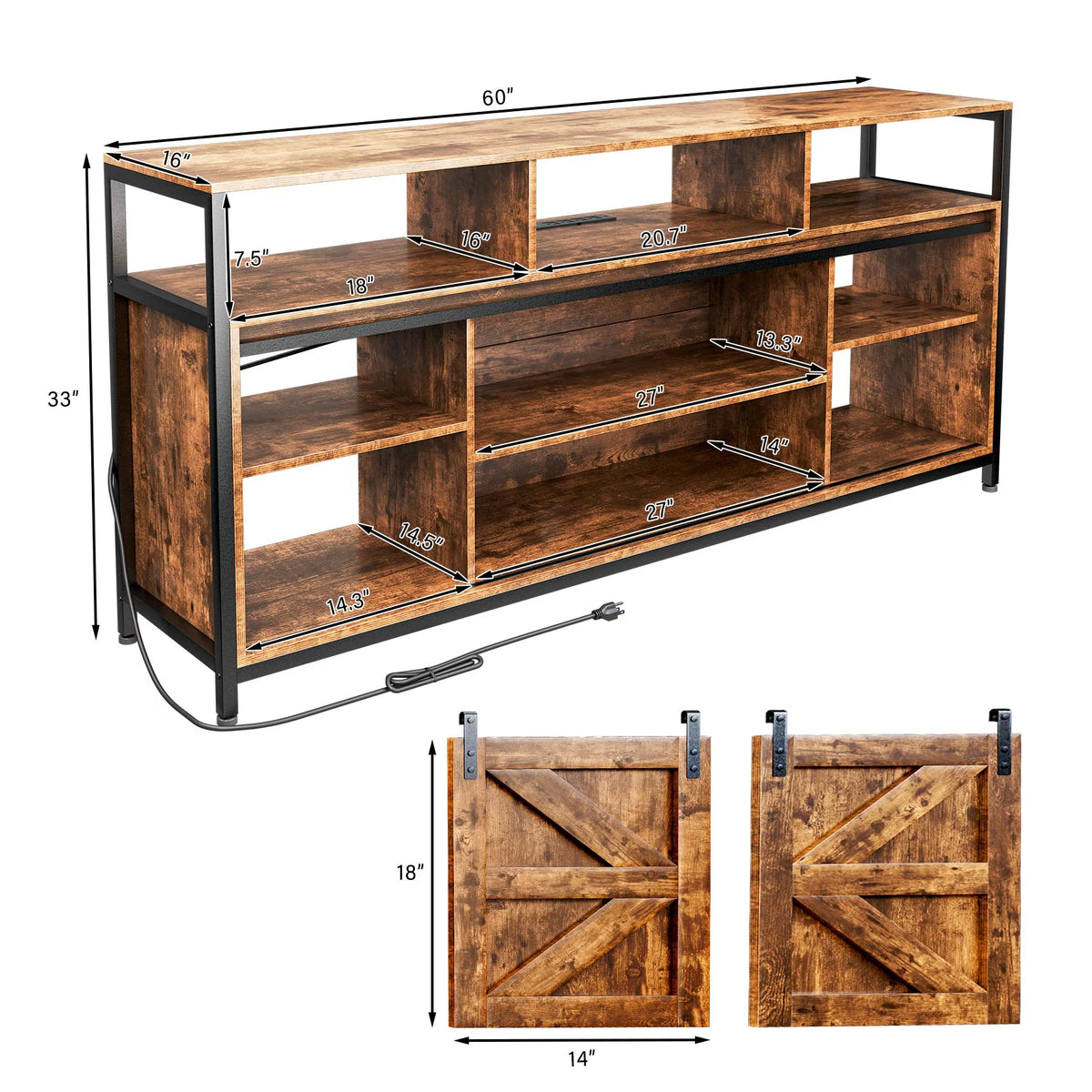 RGB Entertainment Center with Sliding Barn Door W9041