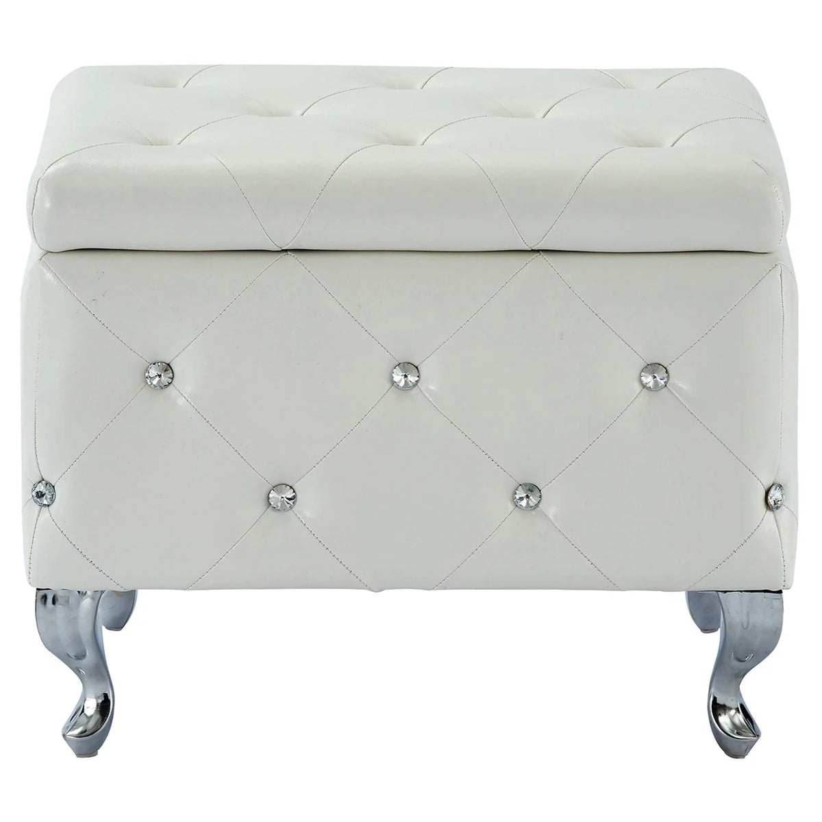 Faux Leather & Metal Square Storage Ottoman Y70118
