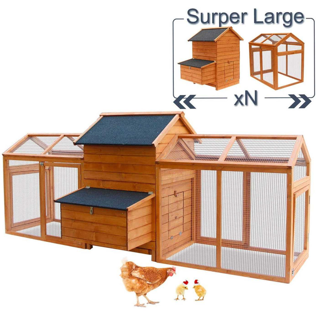 Wooden Chicken Coop with Nesting Box and Removable Tray F2288