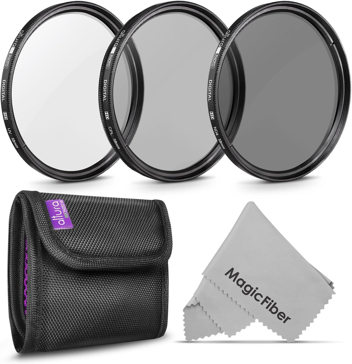 58MM ND CPL UV Lens Filter Kit with Filter Case I12361