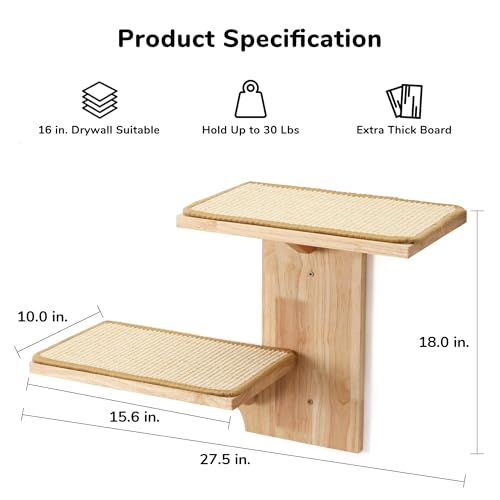 Cat Wall Shelves, 2 Platform Tree Shape Wall-Mounted Floating Shelf with Sisal Mat X135