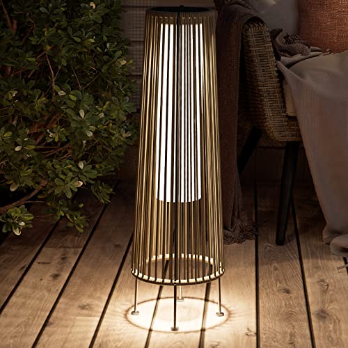 Light Brown Wicker Solar Patio Lamp 2-Pack V453293