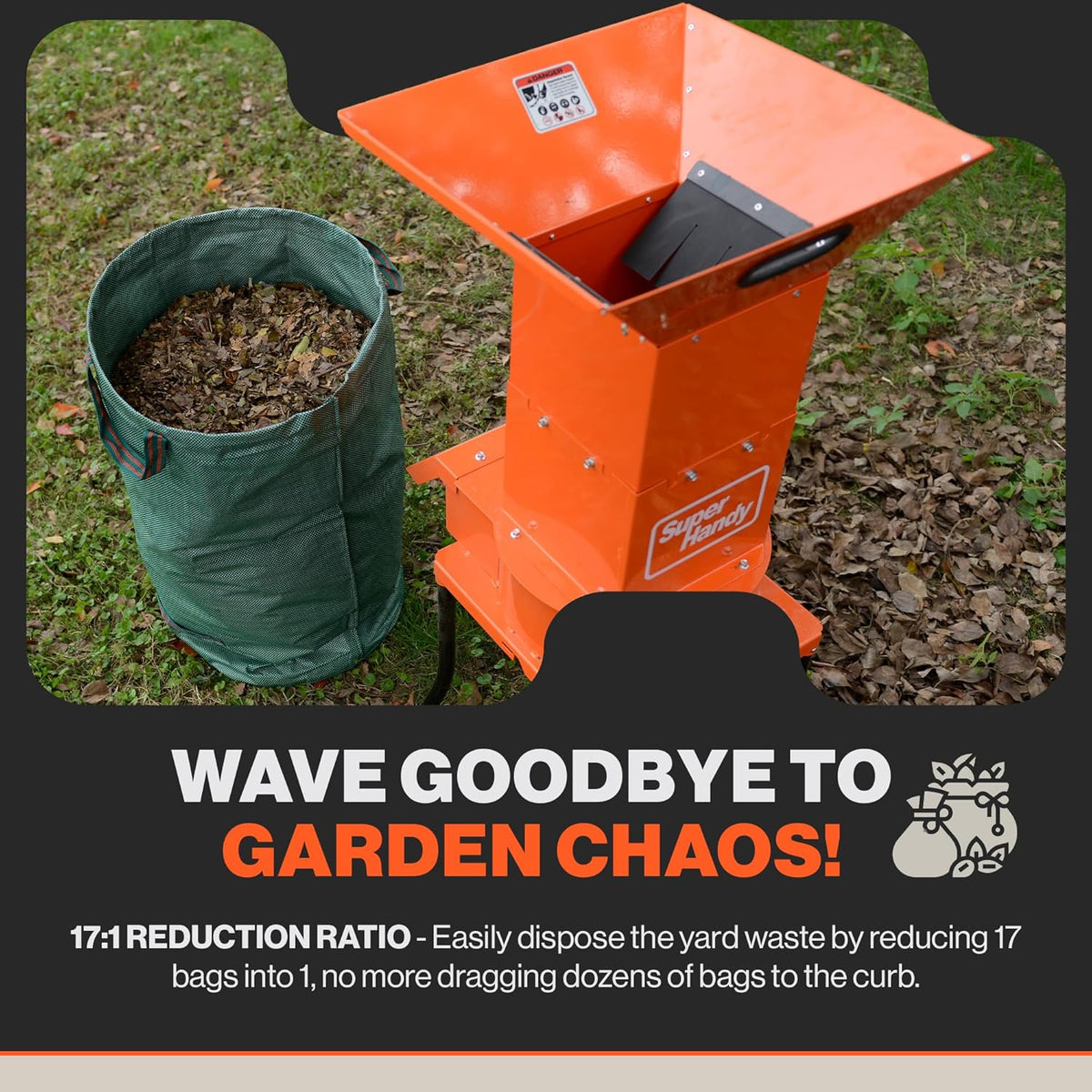 Electric Leaf Mulcher Shredder, 120V AC, 11" Cutting Blade, .5" Cutting Capacity Y24035