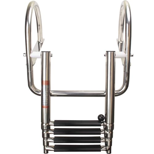 Heavy-Duty Stainless Steel Pontoon Boat Ladder with Handrails C324723