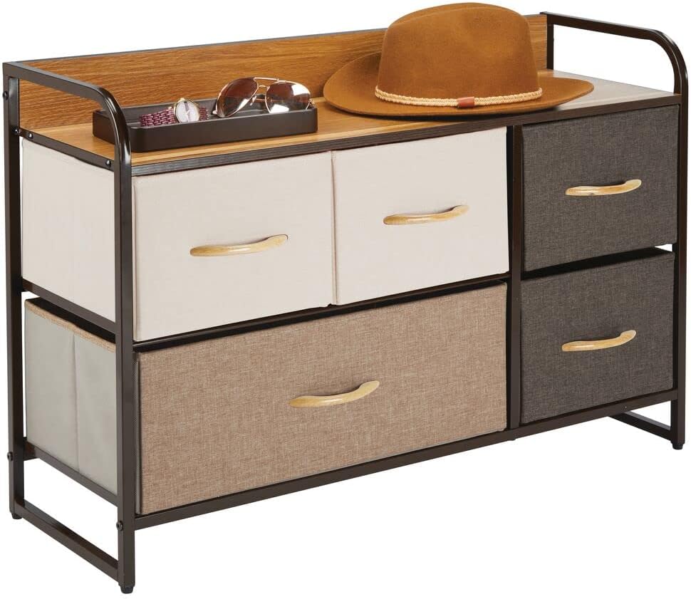 Horizontal Storage Dresser Unit with 5 Removable Fabric Drawers G23000