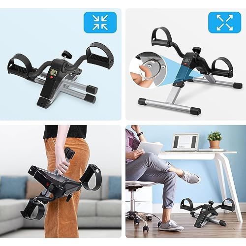 Folding Pedal Exerciser Under Desk Bike Pedal Exerciser with LCD Monitor O191637