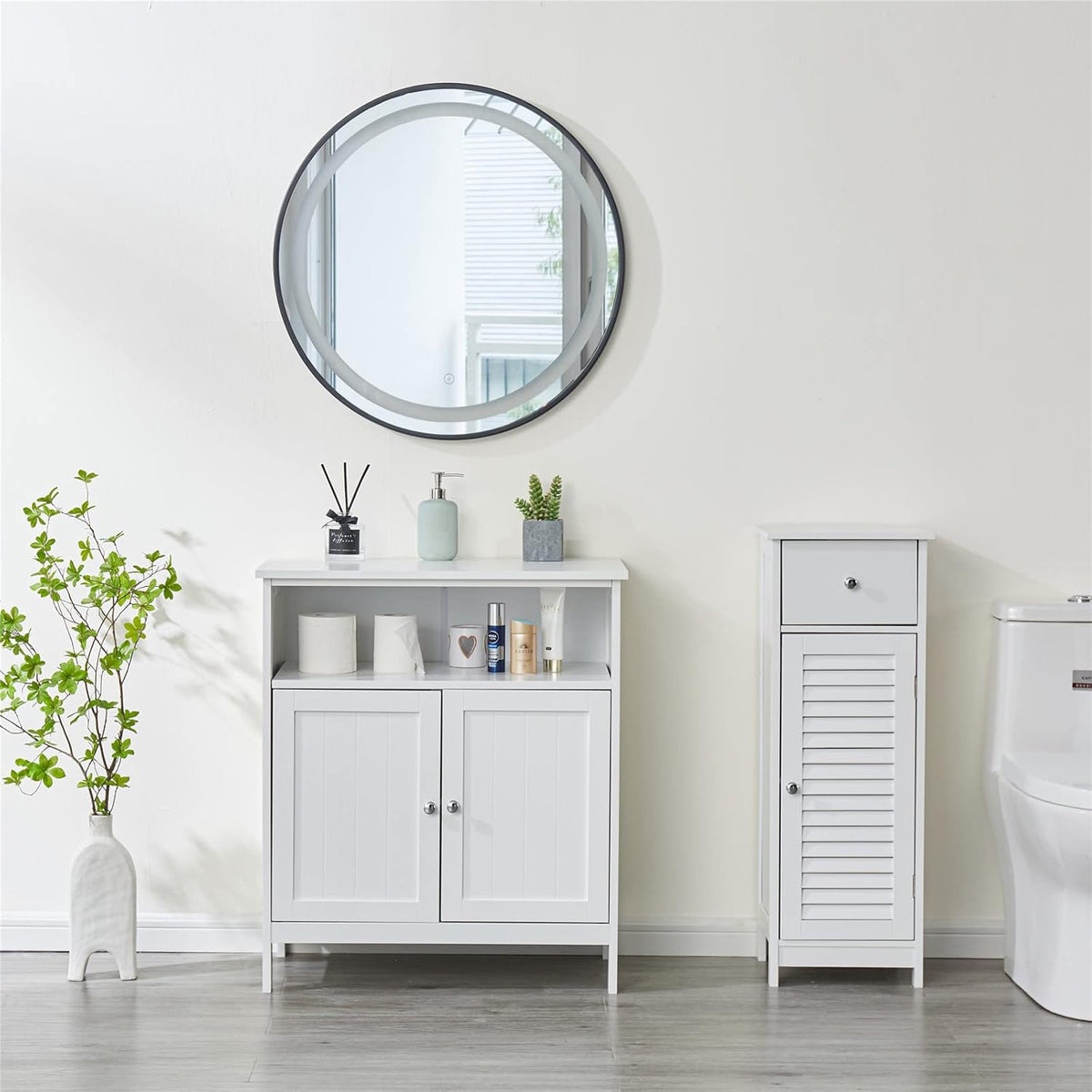 White Storage Cabinet with Two Doors A21631