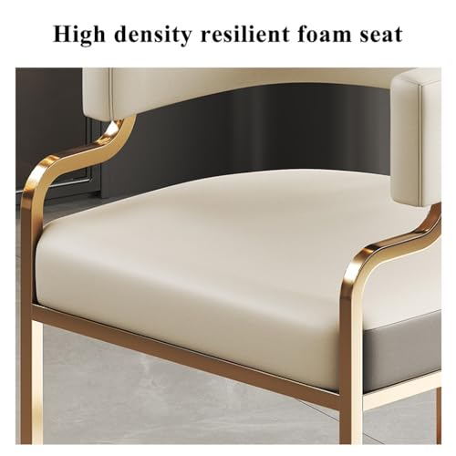 White Leather Tub Chair with Golden Metal Legs Y881187