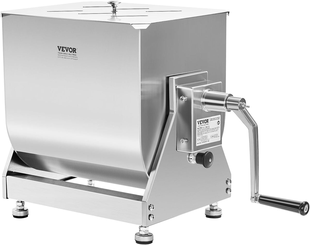 30 Pound Capacity Stainless Steel Manual Meat Mixer with Lid and Handle X55000