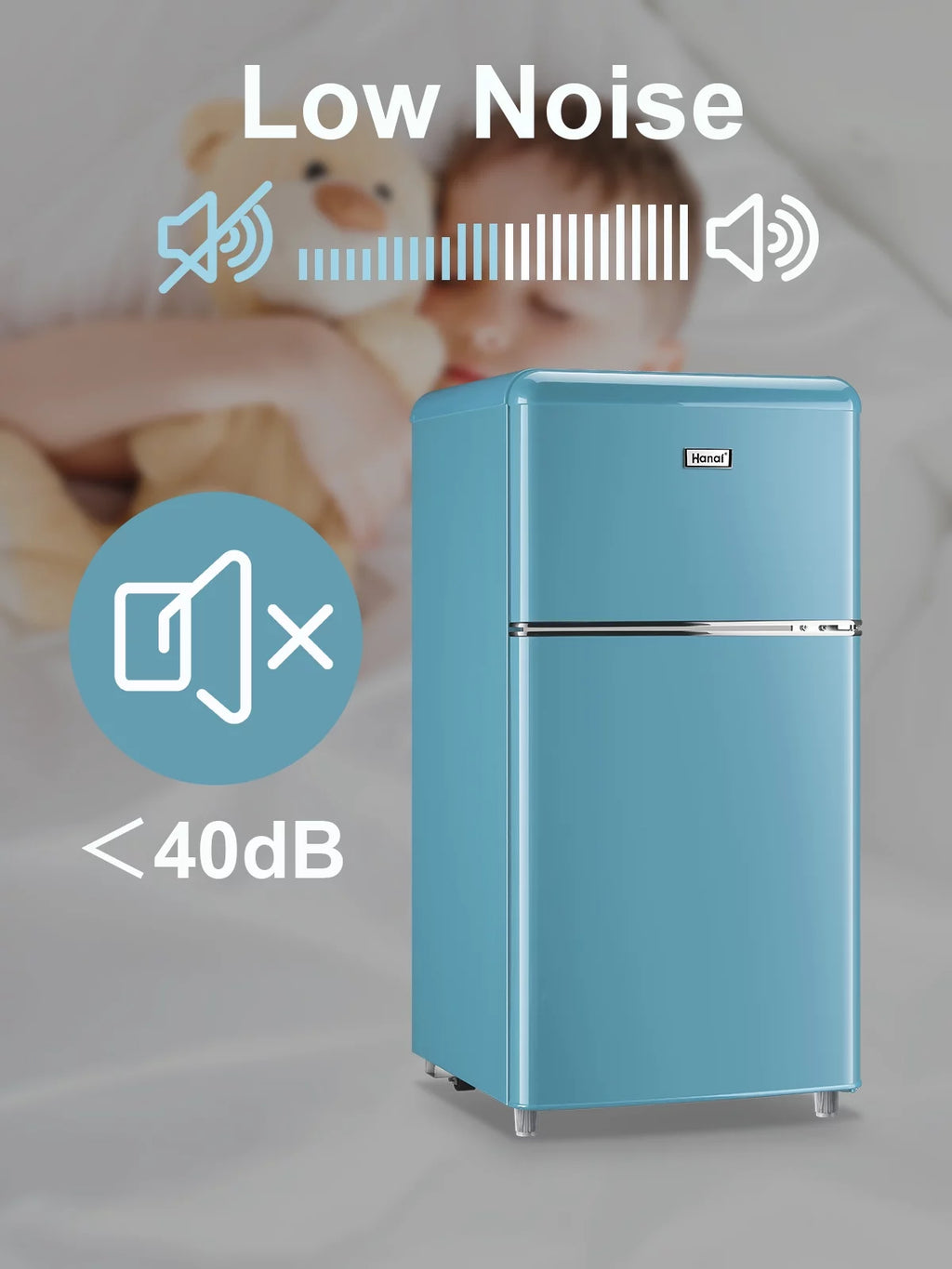 3.2 Cubic Feet Retro Dual Door Mini Fridge with Freezer F820