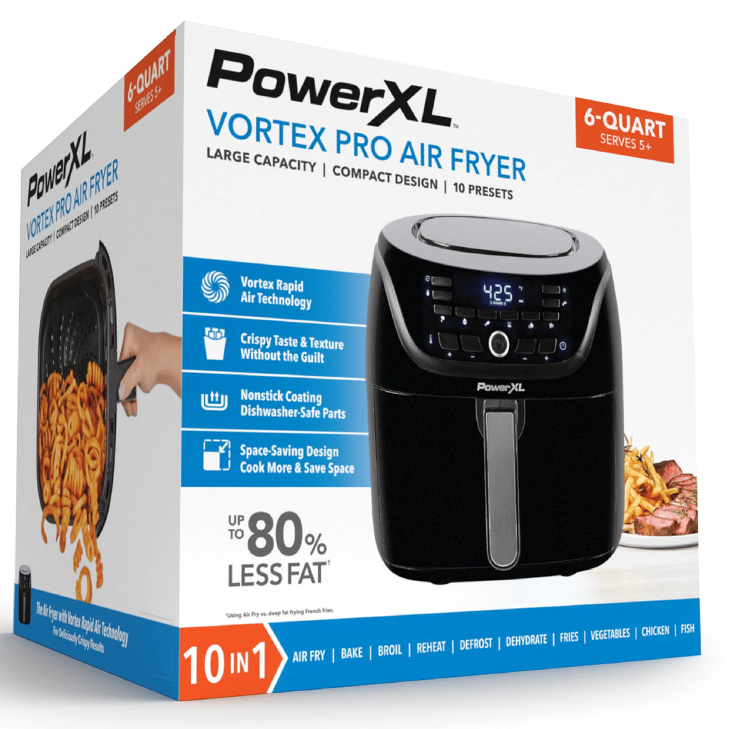 6-Qt Digital Air Fryer with 10 Presets, Black U3413