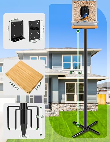 109 Inch Metal Bird Feeder Pole with 5-Prong Base A727