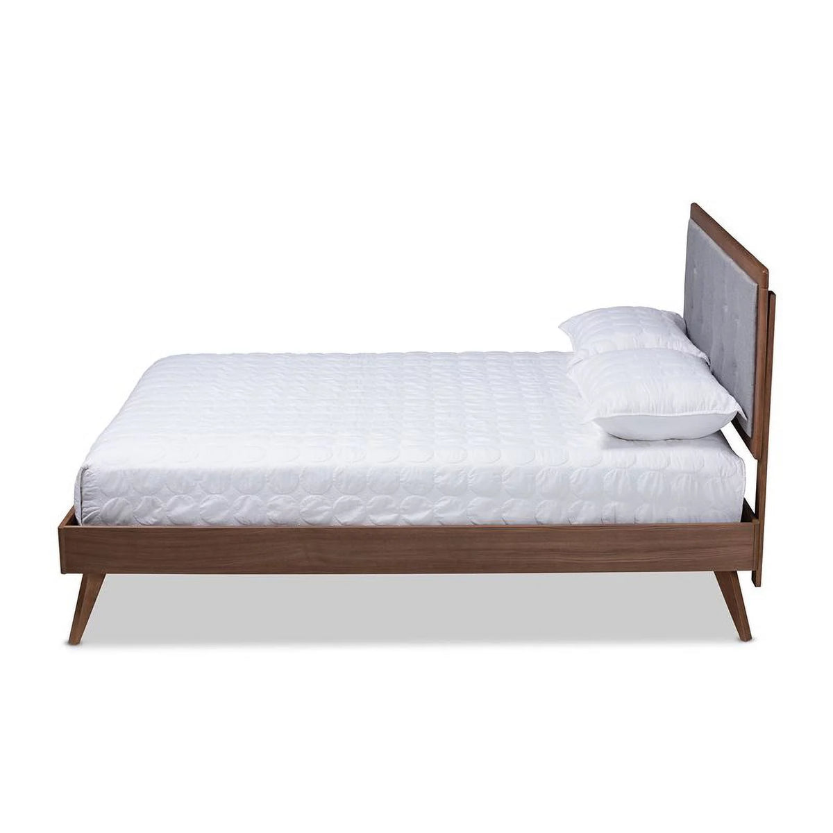 Mid-Century Wood and Fabric King Platform Bed W489173