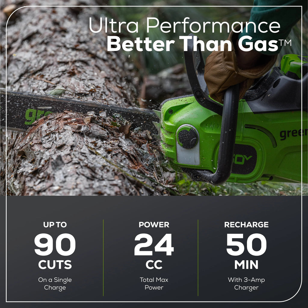 60V 14” 1.2kW Chainsaw with 2.5 Ah Battery & 3 Amp Charger D832618