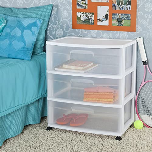 Plastic Storage Drawer Cart with 3 Clear Drawers A485