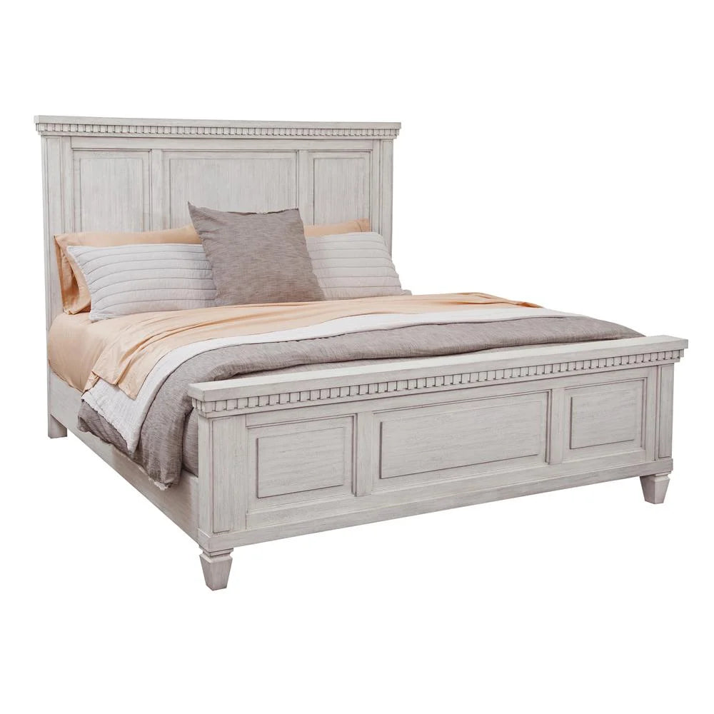 82"W Wood King Panel Bed in Oyster White T625632