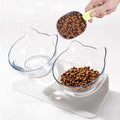 Raised Cat Bowl with Stand 15 Tilted Cat Bowls Elevated Cat Bowl Double Cat Bowls Plastic Transparent Cat Feeding Bowl U572