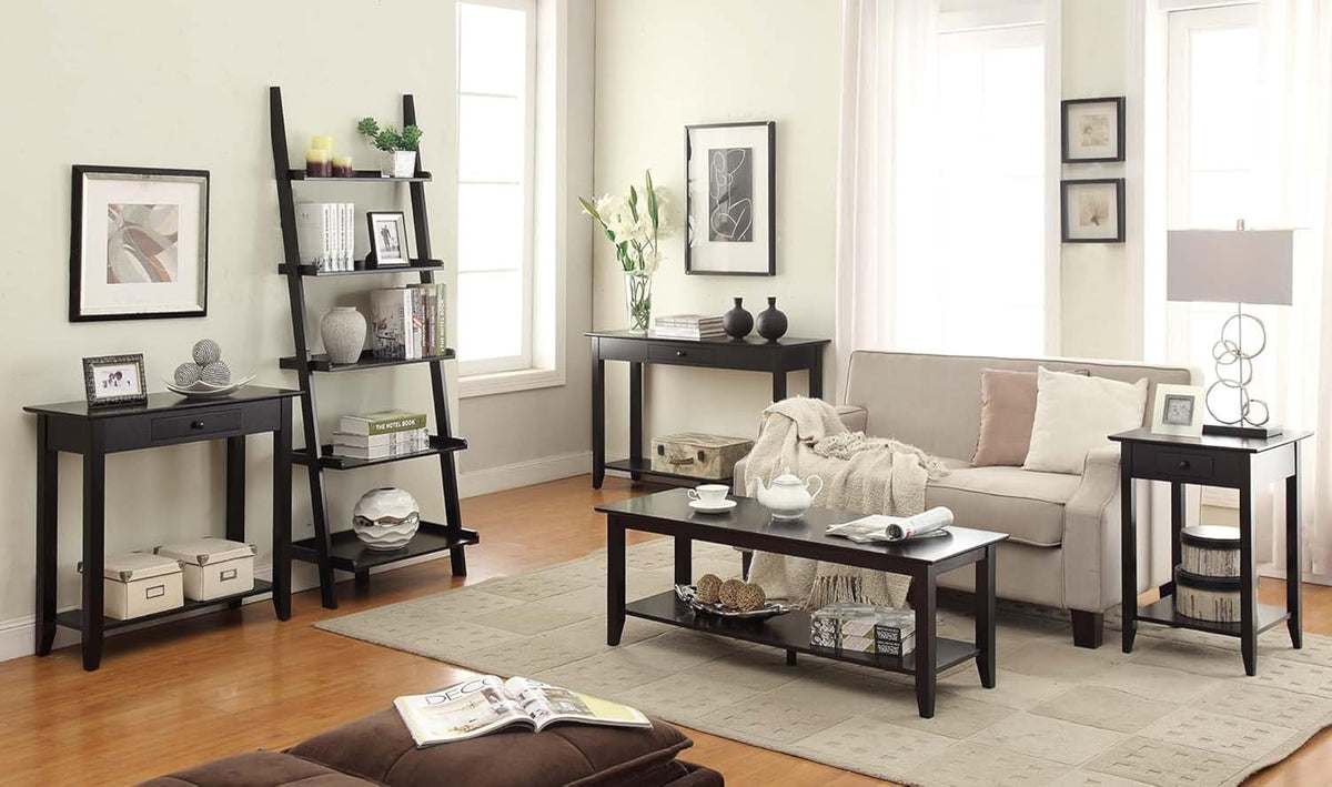 Black Hall Table with Drawer and Shelf H8446