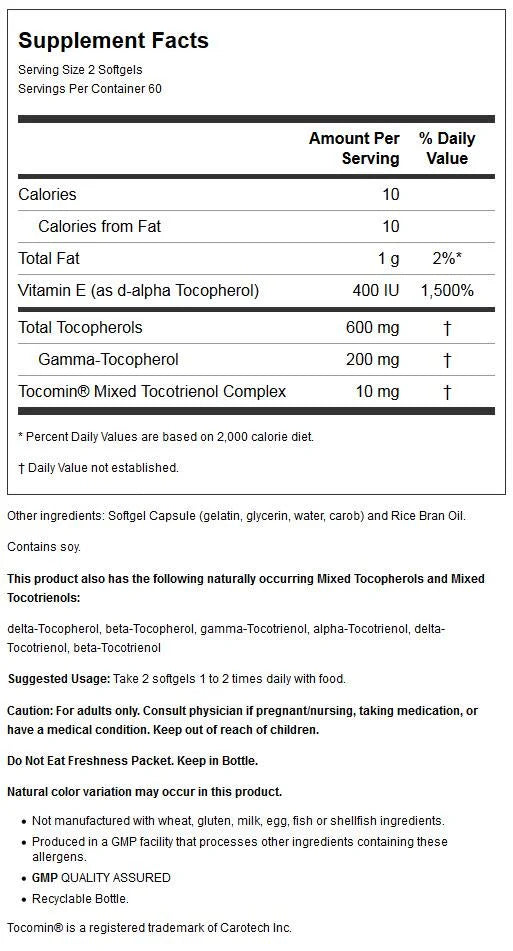 120 Softgels Mixed Tocopherols & Tocotrienols J13191