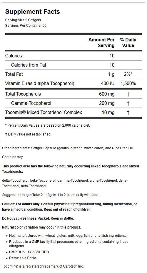 120 Softgels Mixed Tocopherols & Tocotrienols R753