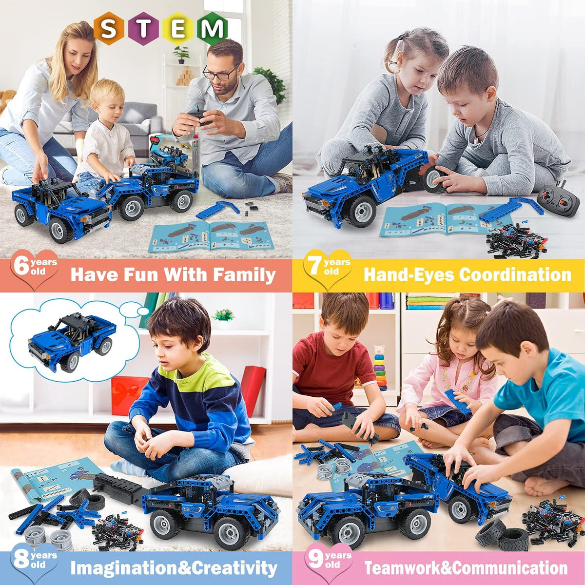 STEM Building Toys 2-in-1 Remote Control Car Building Kits S318
