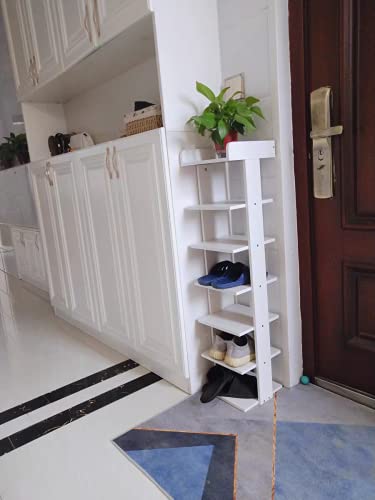 White 7-Tier Narrow Wooden Shoe Rack M72280