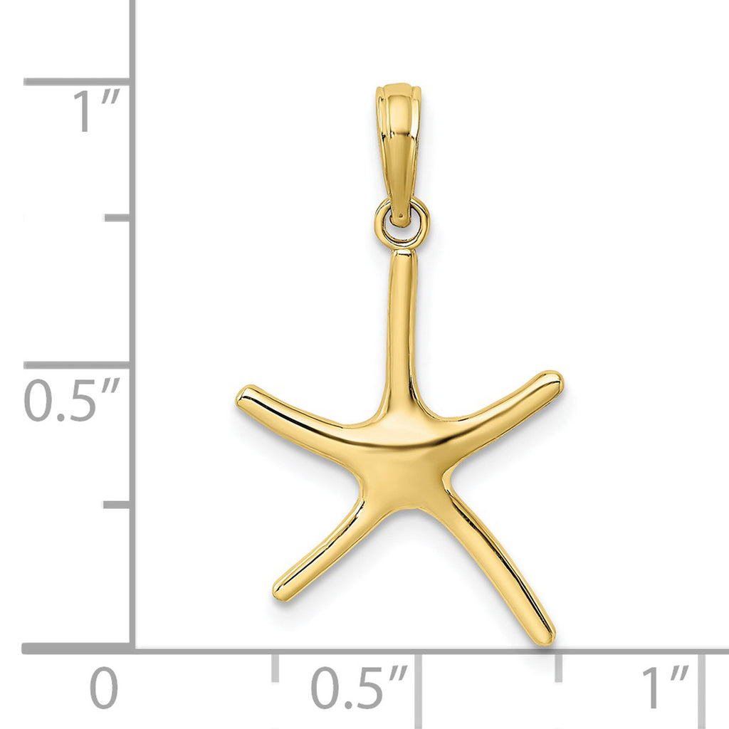 10K Yellow Gold Starfish Pendant Charm with 14K Yellow Gold Rope Chain Necklace 16'' X1509