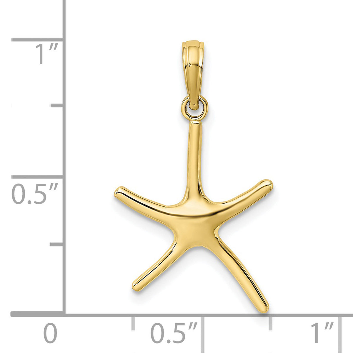 10K Yellow Gold Starfish Pendant Charm with 14K Yellow Gold Rope Chain Necklace 16'' E6462