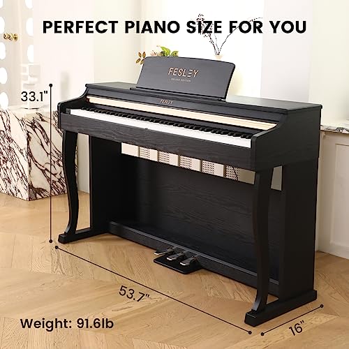 Black 88 Key Weighted Digital Piano with Hammer Action, Dual 25W Speakers, Triple Pedal E6461