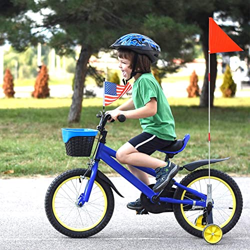 6 Foot Heavy Duty Fiberglass Bike Flag Pole with Tear-Resistant Polyester Flag D64490