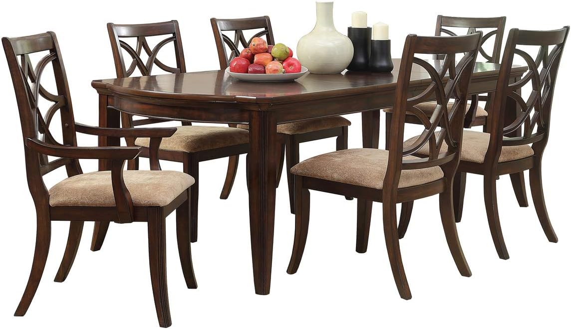7 Piece Dining Room Set in Brown Cherry D817