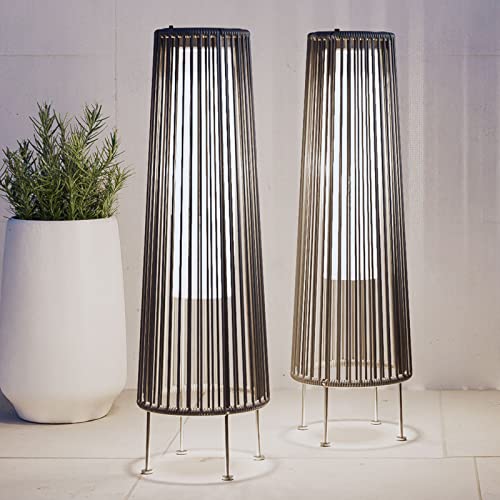 Light Brown Wicker Solar Patio Lamp 2-Pack V453293