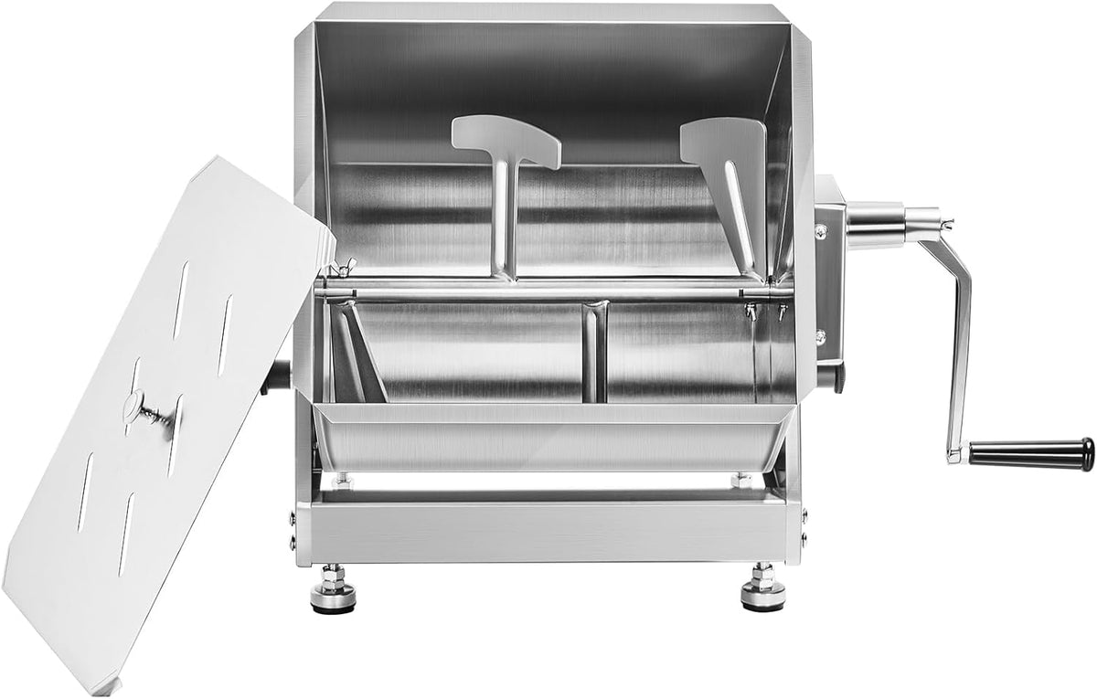 30 Pound Capacity Stainless Steel Manual Meat Mixer with Lid and Handle X55000