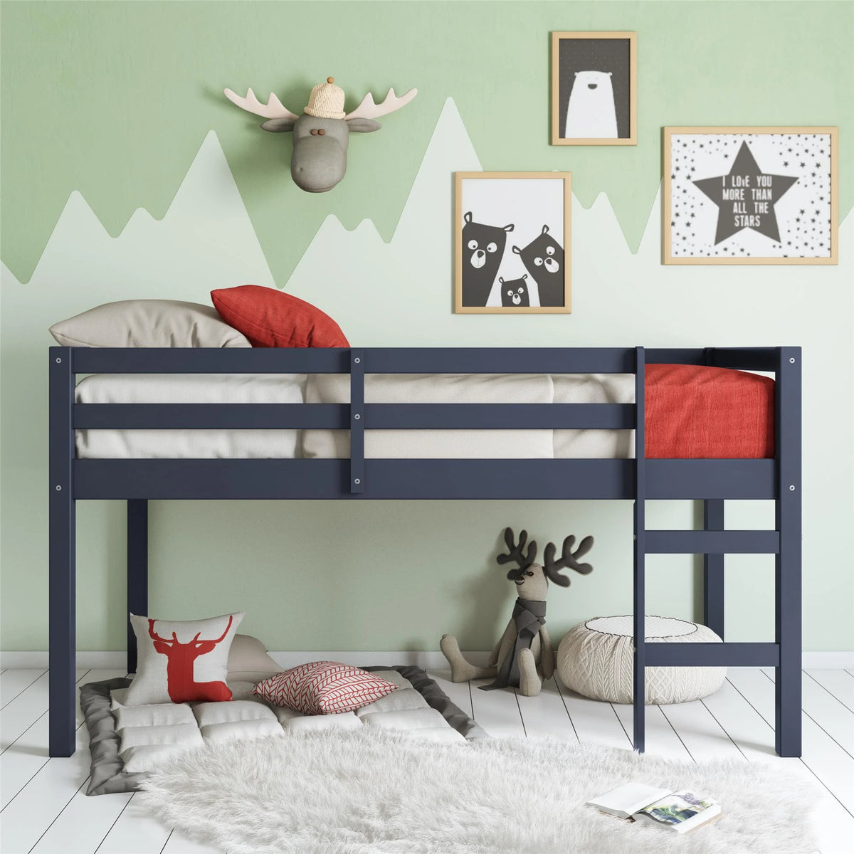 Blue Twin Loft Bed Y725