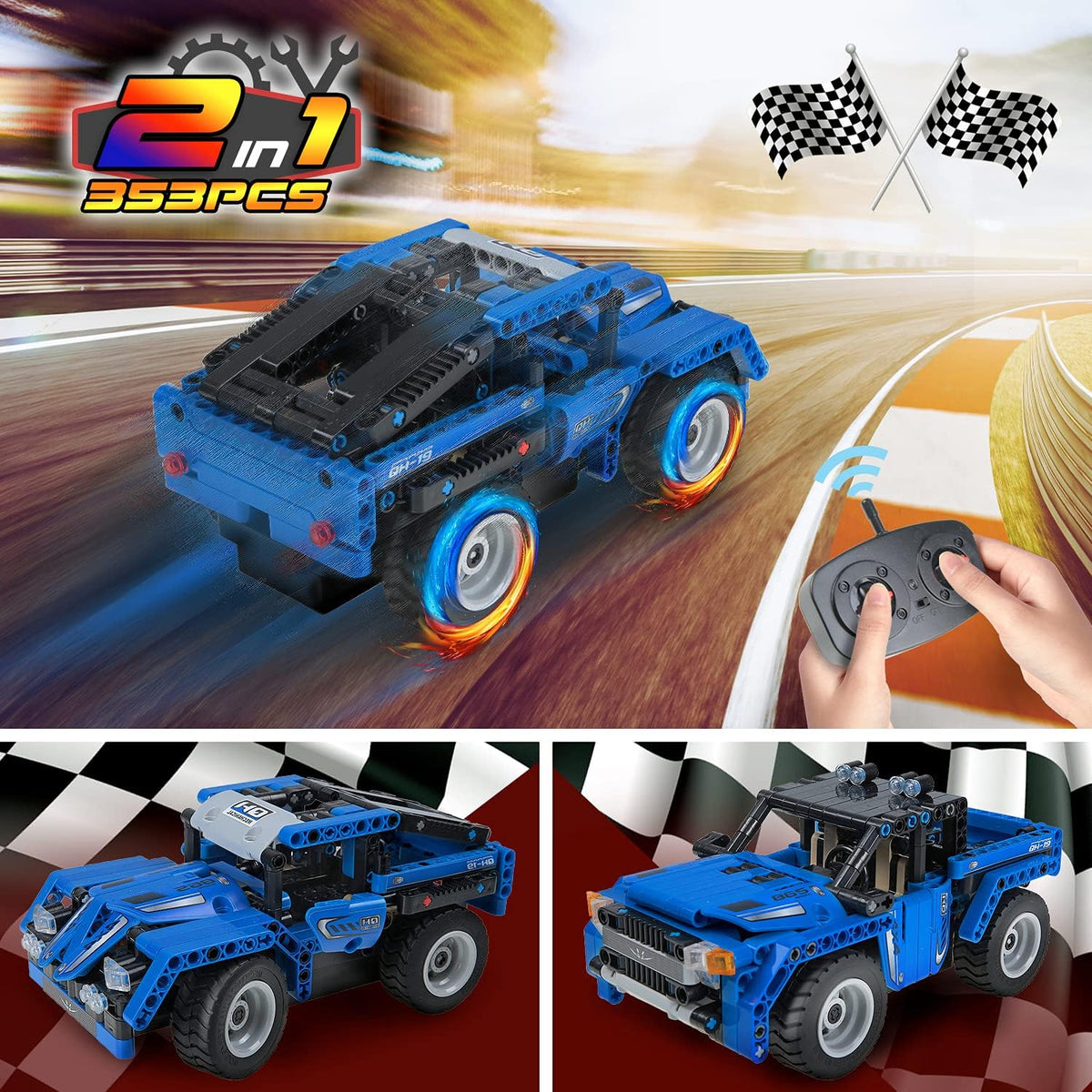 STEM Building Toys 2-in-1 Remote Control Car Building Kits S318