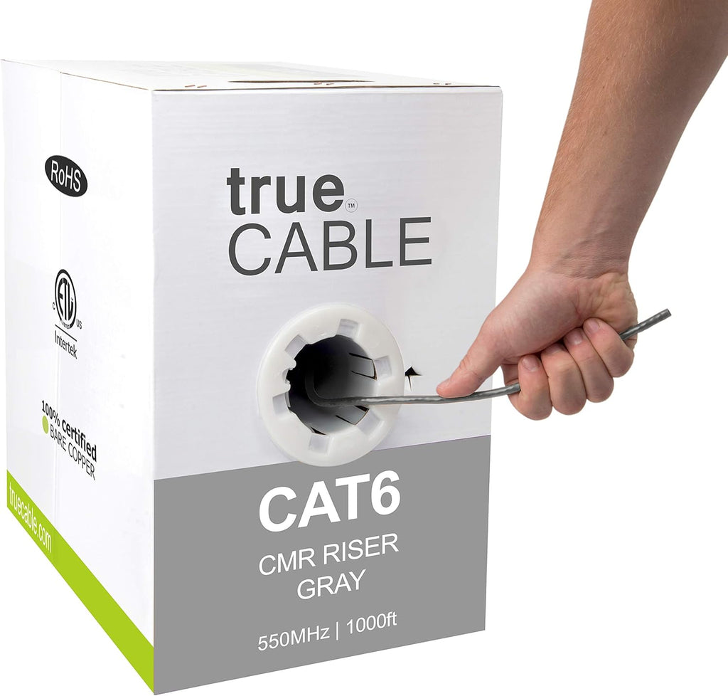 Cat6 Riser 1000ft Green 23AWG Bare Copper UTP Bulk Ethernet Cable I468