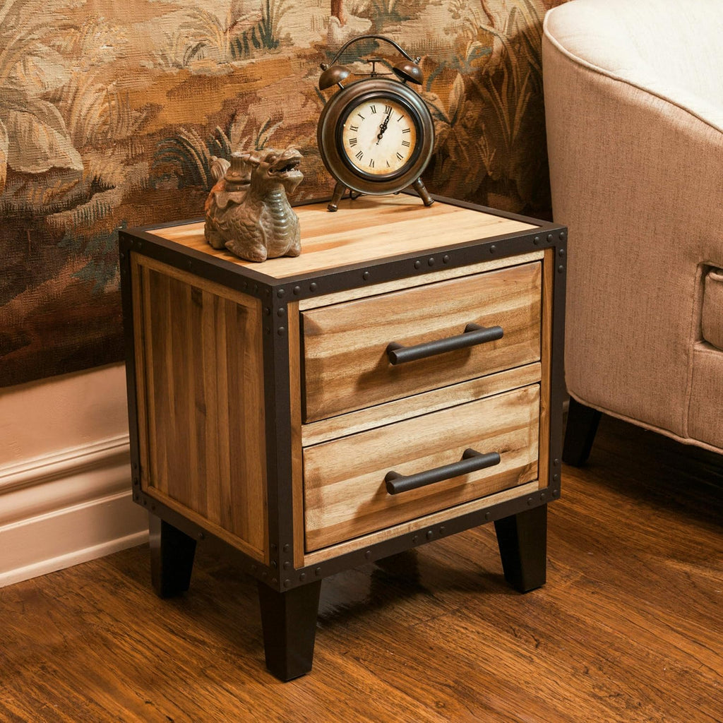 Acacia Wood Two Drawer Night Stand A546685