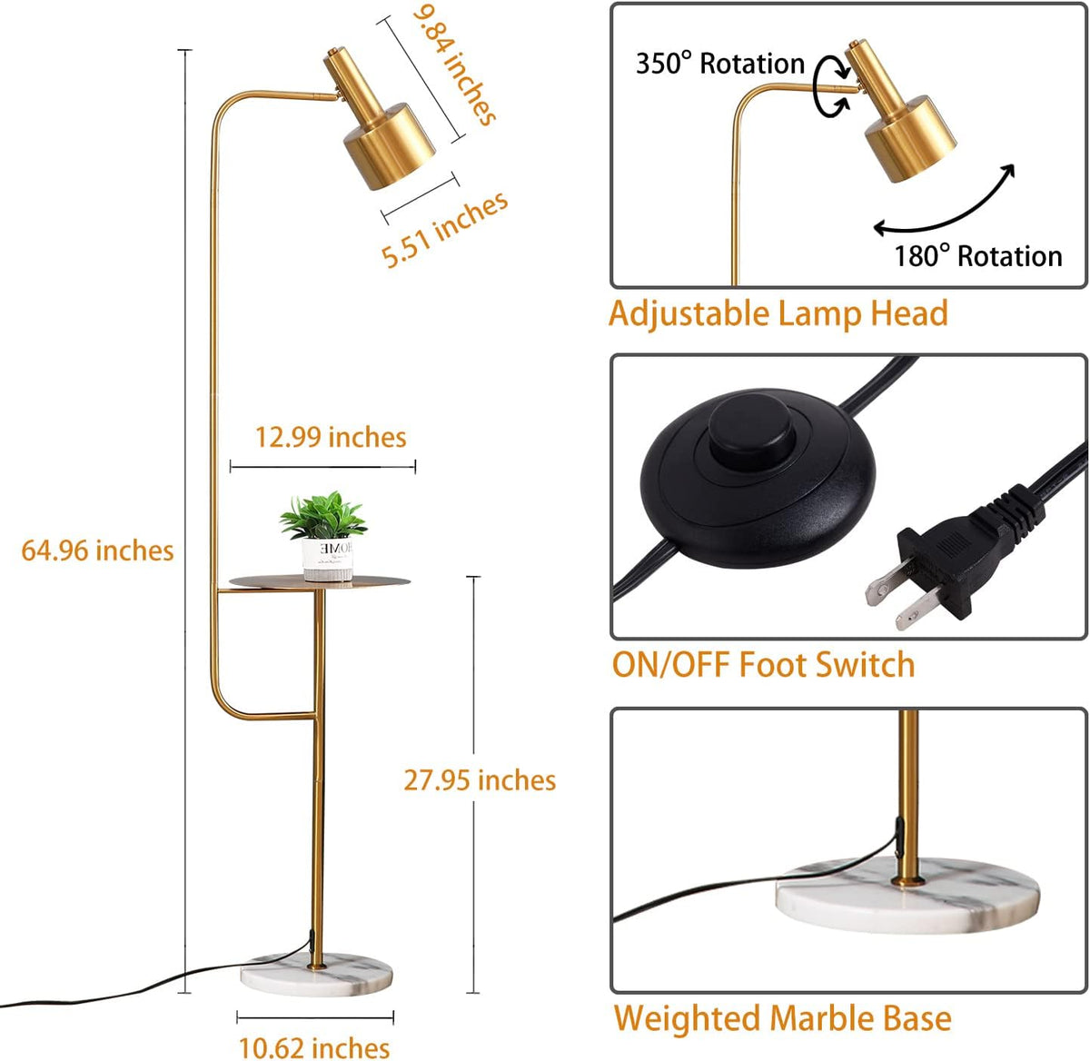 Floor Lamp with Tray and Foot Switch H115739