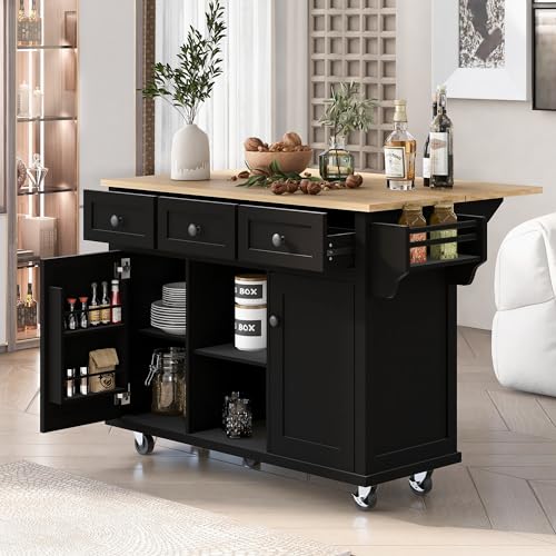 Grey Blue Wooden Kitchen Island Cart with Stainless Steel Top T12570