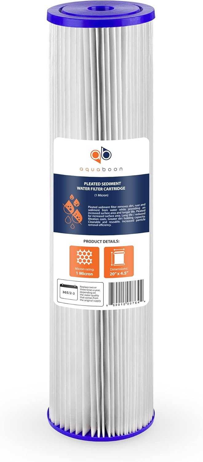 1 Micron 20 Pleated Sediment Water Filter Cartridge 2-Pack M23371
