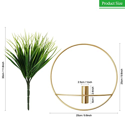 Set of 2 Artificial Plants with Gold Metal Round Hanging Hoop D865328
