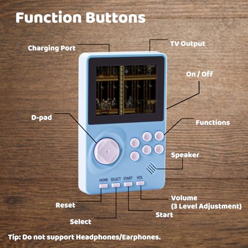 Kids Handheld Video Game Console with 100 16-bit Games, 2.8" Color Screen, Rechargeable Battery (Light Blue) H8634