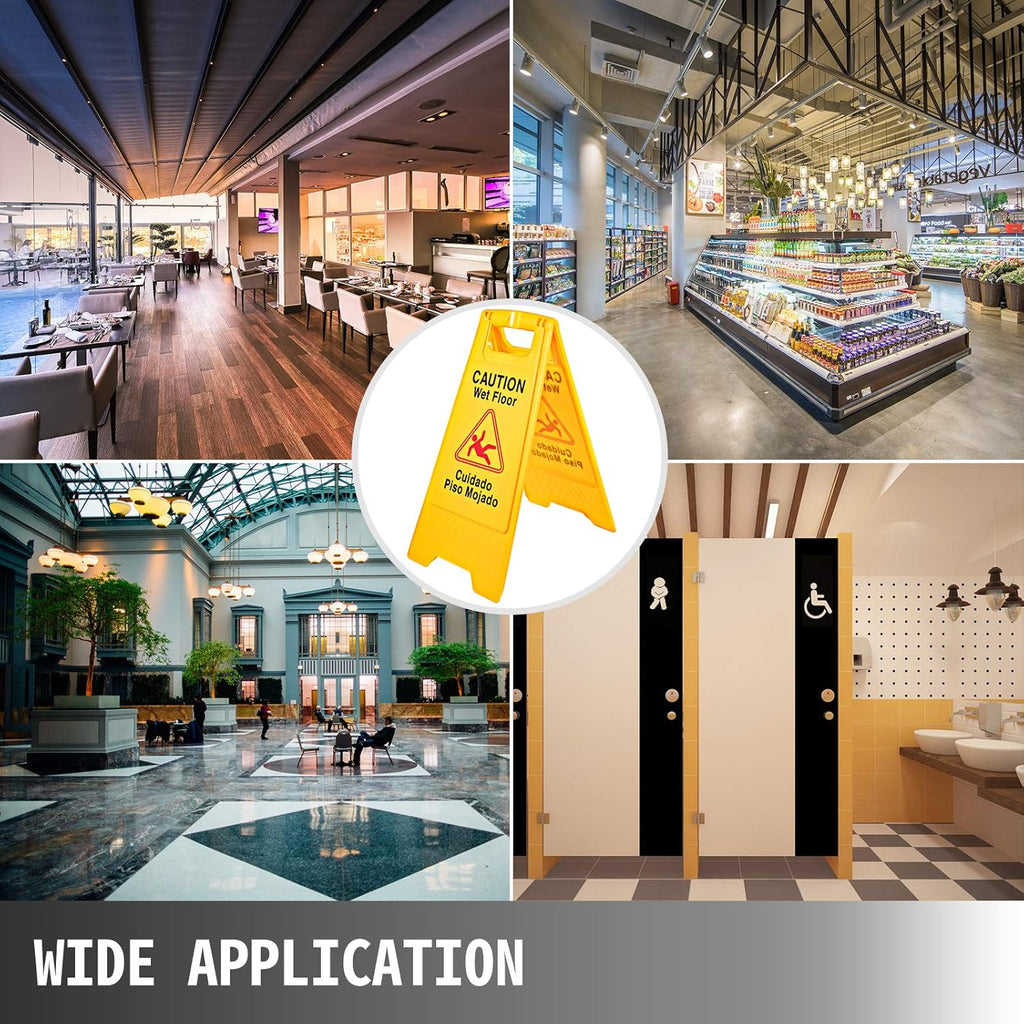 12 Pack 25-Inch Yellow Double Sided Fold-Out Wet Floor Sign L987492