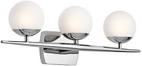 3 Light Halogen Vanity Light with Satin Etched Cased Opal Glass Chrome O342657