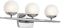 3 Light Halogen Vanity Light with Satin Etched Cased Opal Glass Chrome J5459