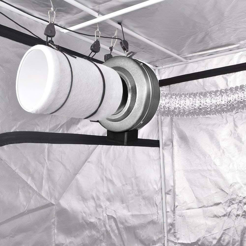 8 inch 750 CFM Inline Fan with Carbon Filter and Ducting V4426