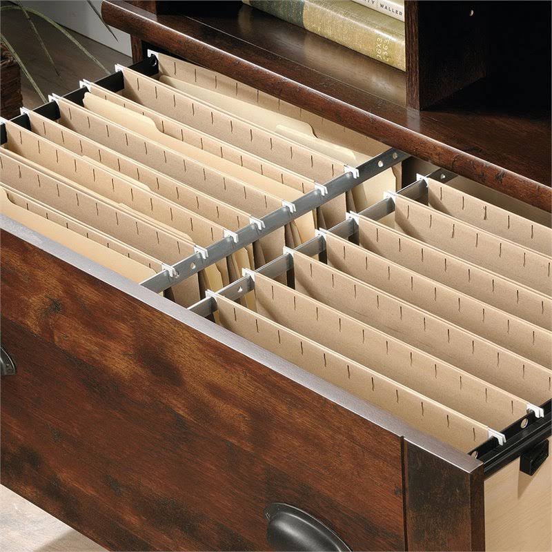 2 Piece Computer Desk with Hutch and File Cabinet Set in Cherry U984