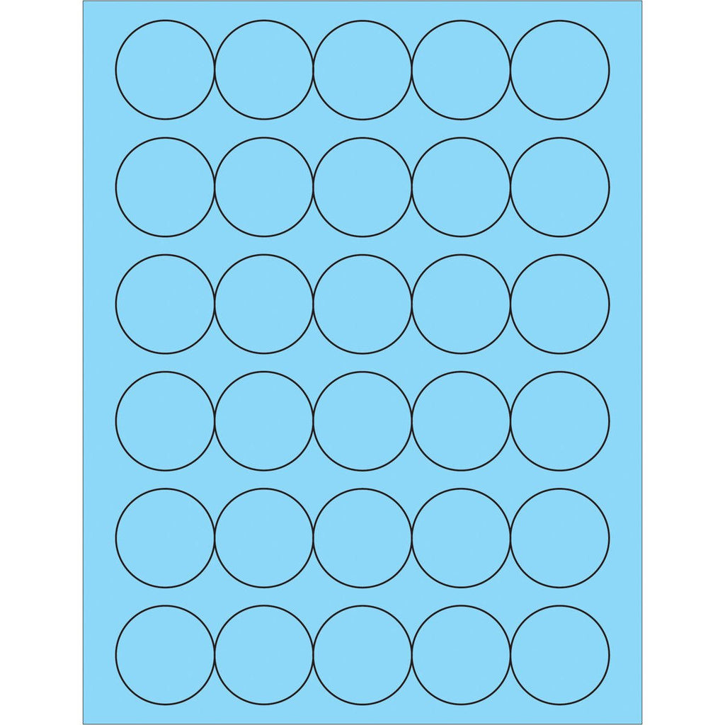 Fluorescent Pastel Blue Circle Laser Labels I823449