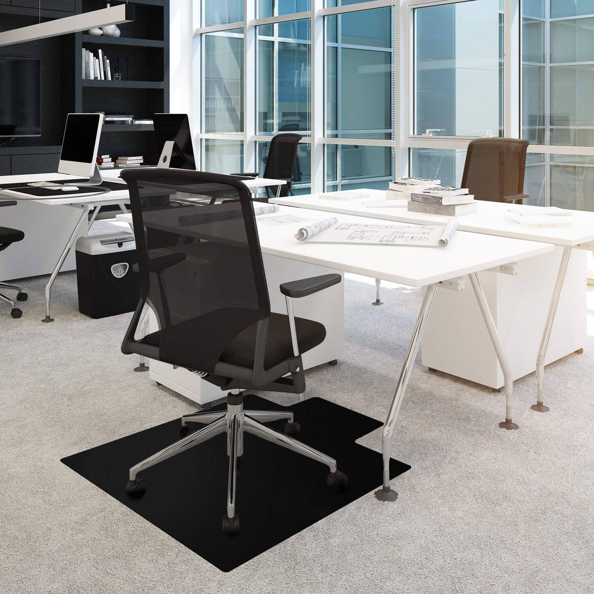 Black Chair Mat with Lip for Low Pile Carpets Z592