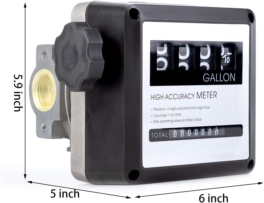 Mechanical Fuel Flow Meter 7-20 GPM 4-Digital Batch Display U11353